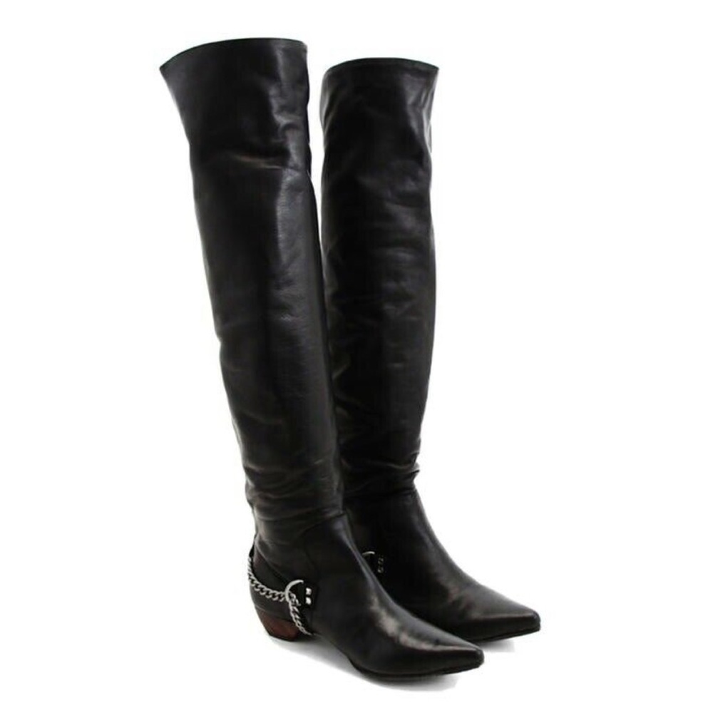 John Fluevog | Over The Knee Black Leather Boots